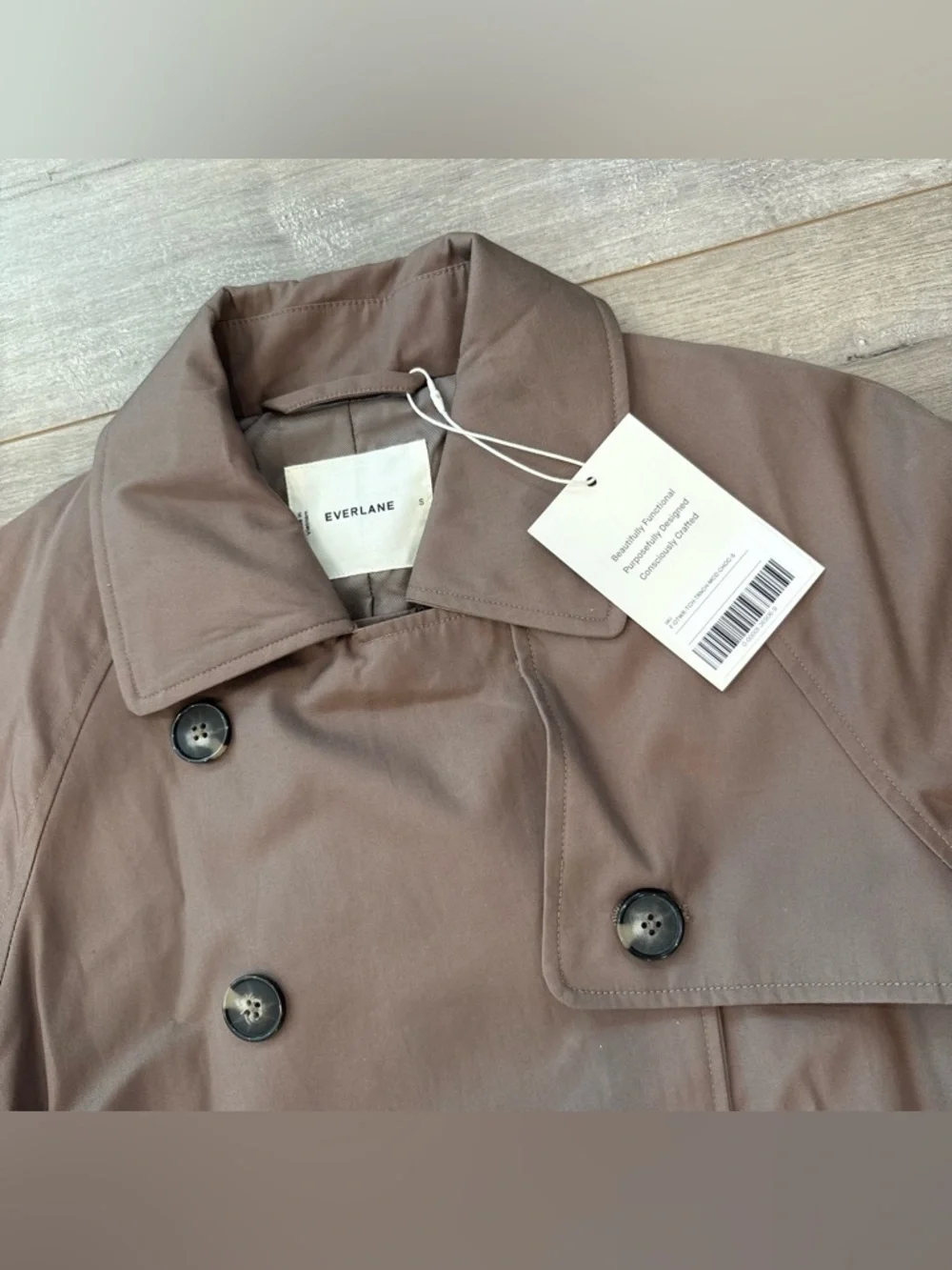 New Everlane The Modern Trench Coat Chocolate Brown Size S Belted $288 Retail - Picture 7 of 11